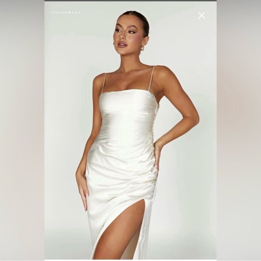 Meshki Claudette Darin drape midi dress NWT